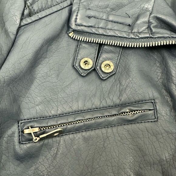 I.B. Diffusion Faux Leather Jacket Women's Size M Black Moto Style - Picture 5 of 11